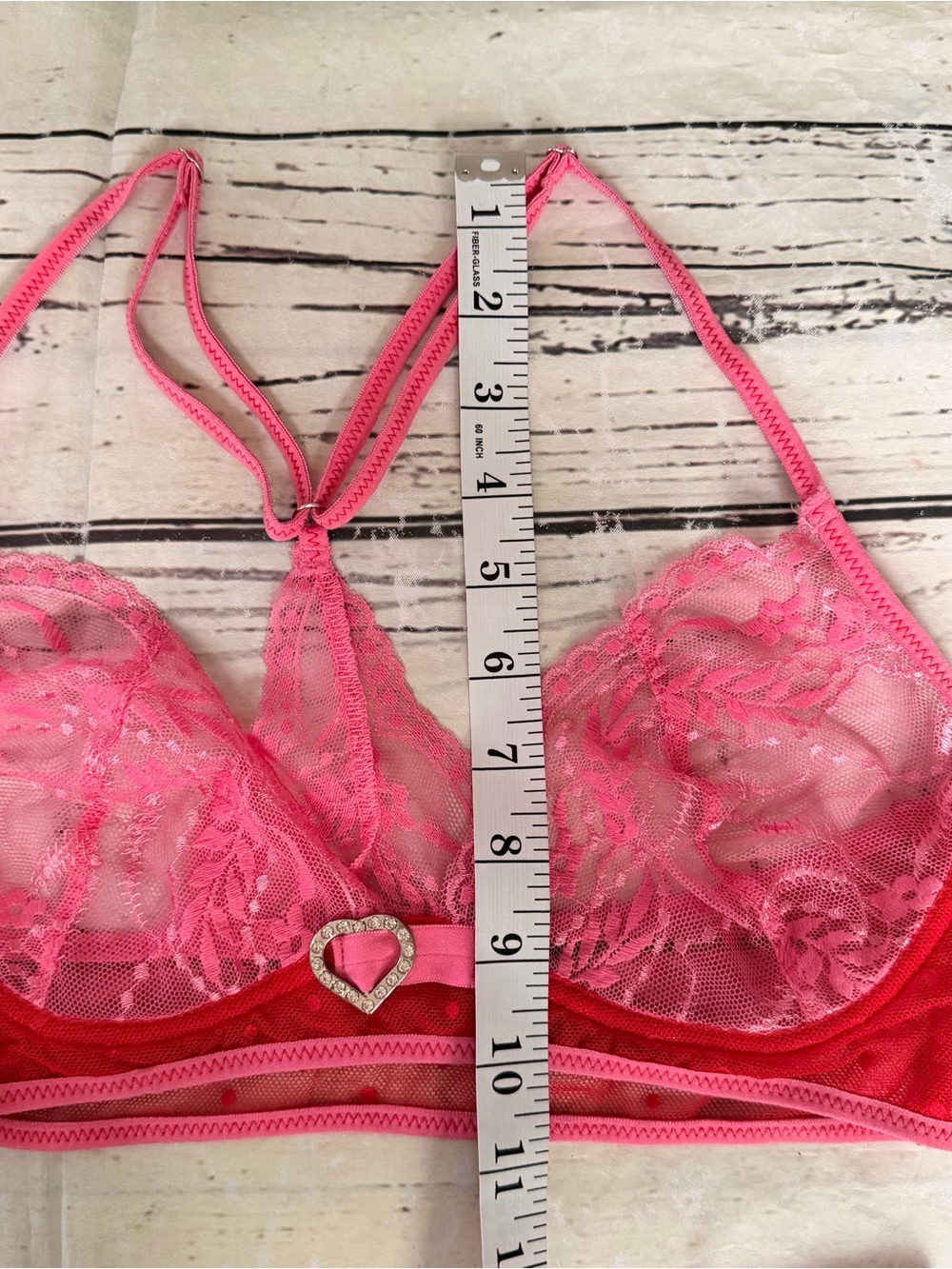 Lace Heart Accent Red & Pink Bralette Set - Picture 4 of 6
